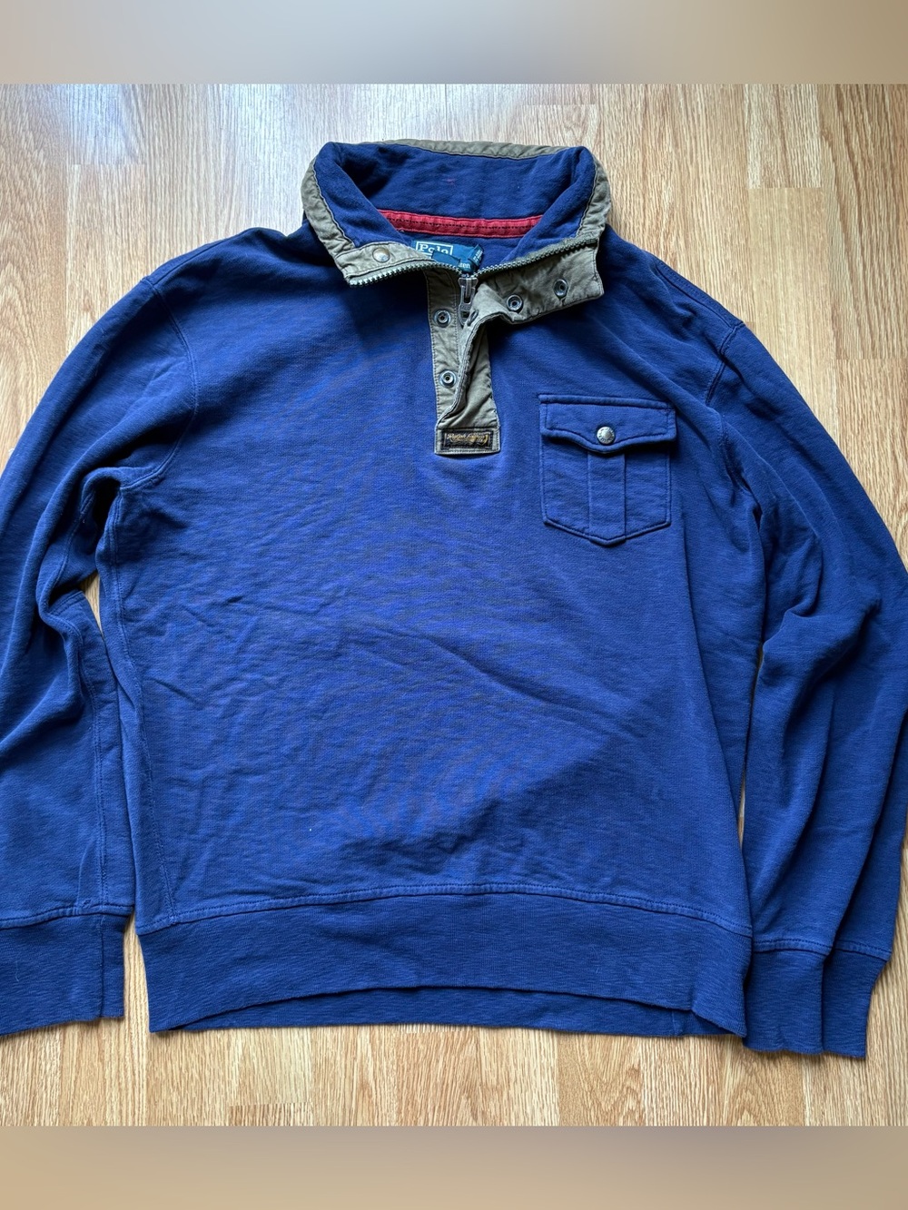 VTG polo ralph lauren french terry quarter zip snap long sleeve shirt men sz L